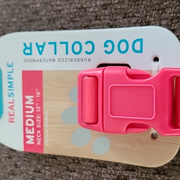 REAL SIMPLE MEDIUM PINK RUBBERIZED DOG COLLAR NECK SIZE 12" - 16" - Picture 2 of 8